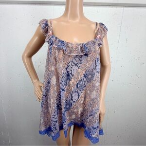 Victoria's Secret Medium Periwinkle Pink Floral Sheer Chiffon Babydoll Chemise